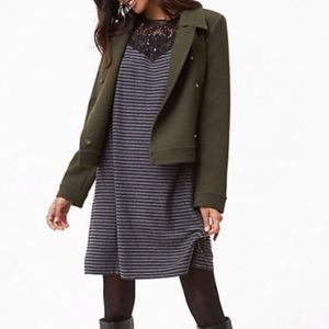 NWT Loft Striped Lace Yoke Swing Dress XS